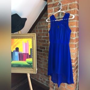 Charlotte Russe Cage Neckline Detail High Low Blue Dress Size S